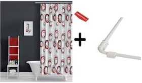 Resim Banyo Perdesi Karma 2x110x200, Perde Borusu Askı Aparatı Köşe Boru Beyaz Hediyeli, Duş Perdesi Seti 