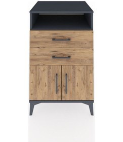 Resim Kronos Komodin Tek Raflı 2 Çekmeceli 2 Kapaklı 60x59x96 Antrasit-çam Antrasit 