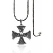 Resim Bysilverstone 925 Ayar Gümüş Tapınak Şövalyesi ve Kurukafa Kolye 