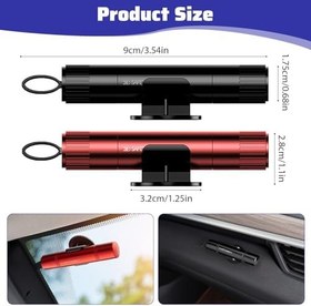 Resim GAESHOW 2'si 1 arada araç acil durum çekici, kemer kesicili, 2'li set, araç güvenlik çekici, taşınabilir can kurtaran pencere kırıcı, emniyet kemeri kesici, araba, otobüs için (siyah + kırmızı) 