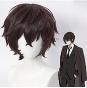 Resim Dazai Osamu Peruk Anime Bungo Stray Dogs Cosplay Kısa Kahverengi Siyah Isıya Dayanıklı Sentetik Saç Cadılar Bayramı Partisi Perukları + Peruk Ağı Sl 