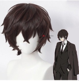 Resim Dazai Osamu Peruk Anime Bungo Stray Dogs Cosplay Kısa Kahverengi Siyah Isıya Dayanıklı Sentetik Saç Cadılar Bayramı Partisi Perukları + Peruk Ağı Sl 