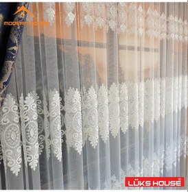 Resim Lüks Tül Perde Brode Işlem Yüksek Kalite Beyaz Rengi Modern House 