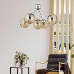 Resim Meyo 5li Krom Bal Camlı Modern Genç Odası Yatak Odası Salon Avize Apliqa