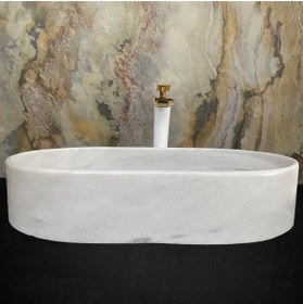 Resim SİPAHİMARBLE Afyon Bulutlu Oval Tasarım Gizli Giderli Lavabo 