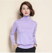 Resim Mavi Yün Saf Kaşmir Kazak Kadın Örme Balıkçı Yaka Kaşmir Kazak Esneklik Çekme Yüksek Boyun Örgü Kazak Mavi 