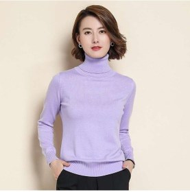 Resim Mavi Yün Saf Kaşmir Kazak Kadın Örme Balıkçı Yaka Kaşmir Kazak Esneklik Çekme Yüksek Boyun Örgü Kazak Mavi 