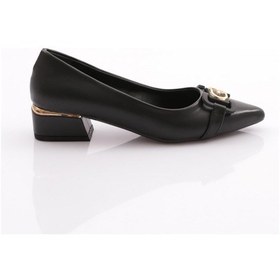 Resim Dgn 6847 Kadin Metal Aksesuarli Topuklu Ayakkabi 6847-1423-R1534 Siyah 