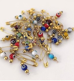 Resim 20 Adet 0.5 Mm Maşallahlık İğneli Cam Karışık Renkli Nazar Boncuğu 