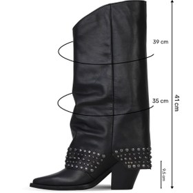 Resim Bueno Shoes Siyah Deri Kadın Topuklu Çizme 39wc2376 