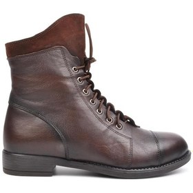 Resim Ayakmod 502 Kahve Hakiki Deri Fermuarlı Kadın Bot 001 