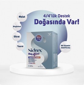 Resim Sıdrex Mag4ever Magnezyum Ve Vitamin B6 İçeren Takviye Edici Gıda 60 Kapsul 