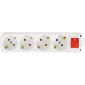 Resim Mena Rise 4&apos;lü Anahtarlı Topraklı Priz Klemensli, Beyaz 