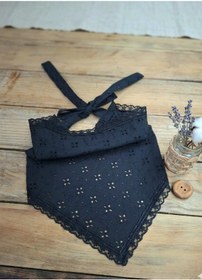 Resim Mufincollection Kız Çocuk Brode Kumaş Üçgen Bandana - Dantelli Bağlamalı Bebek & Çocuk Fuları 