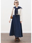 Resim Manuka Dikiş Detaylı Geniş Denim Etek İndigo İndigo 