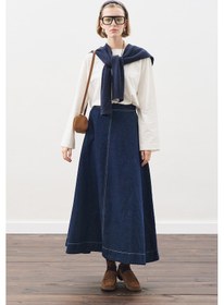 Resim Manuka Dikiş Detaylı Geniş Denim Etek İndigo İndigo 