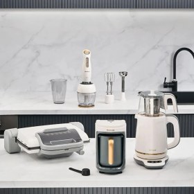 Resim Homend Royaltea 1760H Krem Gold Çay Makinesi 1 L Demlik Kapasitesi Çelik Malzeme ile Şık Tasarım 