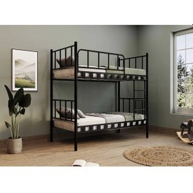 Resim Dzgn Home Zambak Genç Çocuk Yatak Odası Metal Ranza Ve Karyola - 90 X 190 Cm - Siyah 90 x 190 CM 