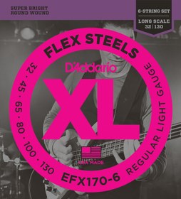 Resim D'Addario EFX170-6 XL Flex Steels 6 Telli Bas Gitar Teli - Regular Light (32-130) 