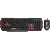 Resim Hytech Hyk-46 Gamy Combo Siyah USB Kırmızı Tuşlu Q Klavye + Mouse Set 