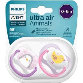 Resim Philips Avent Ultra Air Animals Emzik 2'li 0 - 6 Ay Mor - Pembe 
