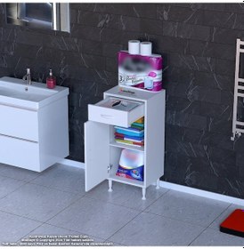 Resim Modilayn Emir 50x88x32,5 Cm 1 Çekmece 1 Kapak 1 Raf 2 Bölme Çok Amaçlı Banyo & Mutfak Dolabı Beyaz 