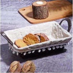Resim AyrStore Wicker Serisi Bezli Diktördgen Hasır Ekmek Sepeti 