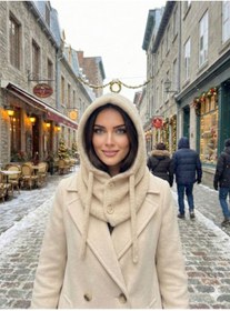 Resim LUUN Ekru Renk Düğmeli Yumuşak Kumaş Balaklava 