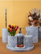 Resim MIARIK DESIGN & DEKORASYON DEKORATİF GRI MERMER AKSESUAR DETAYLI 7 Lİ BANYO SETİ TAKIMI 