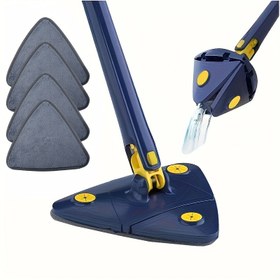 Resim Üçgen Paspas Seti 4 Yıkanabilir Mikrofiber Ped ile - Kolay Yıkama Tasarımı, Çok Amaçlı Islak/Kuru Paspas Cam, Duvarlar, Tavanlar İçin - Mutfak, Oturma Odası, Yatak Odası Temizliği İçin İdeal - Dayanıklı Paslanmaz Çelik Sap 