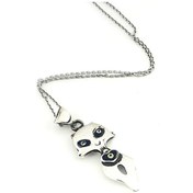 Resim Nazar Boncuklu 925 Ayar Gümüş Kedi Kolye 