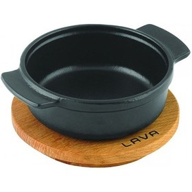 Resim Lava Döküm Güveç Kabı Ve Ahşap Altlık. Çap(ø)11cm. Siyah 