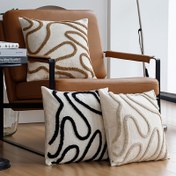 Resim 1 adet Bohemian Fas Minimalist Modern Geometrik Sahte Kürk Atma Yastık Kılıfı - Yumuşak ve Kabarık Dekoratif Yastık Oturma Odası Kanepe, Elde Yıkama Sadece, Hipoalerjenik Polyester, Fermuar Kapatma, Oturma Odası Dekoru | Geometrik Desen | Fermuarlı Yastık Kılıfı, Dekoratif Yastıklar 