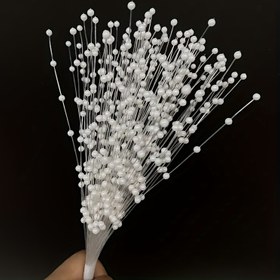 Resim 70 Adet Beyaz İnci Boncuk Çubukları, 4mm El Yapımı Çiçek Boncuk İplikleri El Sanatları Buket Dekorasyonu, DIY Ev Partisi Düğün Noel Çelenk, Yapay Çiçek Vurgulu Masa Çiçek Düzenlemesi, DIY Çiçek Projeleri | Dekoratif Boncuk İşleri | Boncuk Boyutu Üniforma 