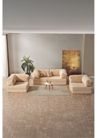 Resim Legom Avanos Aktivite Koltuğu Yatak Olabilen Çok Amaçlı Kanepe Koltuk Takımı Bej Bej 