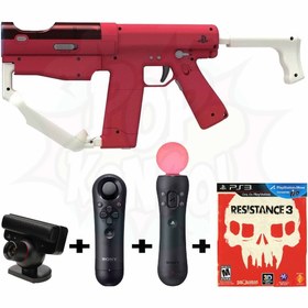 Resim POPKONSOL Playstation 3 Move Sharp Shooter Tam Set + Resistance 3 Move Oyun Ps3 Move Kol Seti Ps3 Kamera 