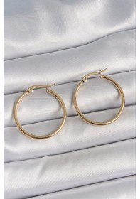 Resim 316 Çelik Gold Renk 27 Mm Halka Model Kadın Küpe - Tj-bkp10508 Beyaz 