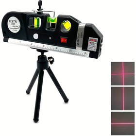 Resim Dikey/Yatay Lazer Seviye Bandı Ayarlanabilir Çok Fonksiyonlu Standart Cetvel Çapraz Çizgili Ölçüm Aleti ve Tripod 