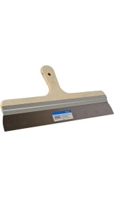 Resim Badem10 Ahşap Eğri Saplı Metal Macun Spatula Temizlik Boya Sıva Kazıma Harç Karıştırma Ispatulası 30 cm 