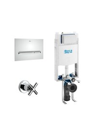 Resim Roca Basic Wc Yarım Çerçeveli Ayaklı Gömme Rezervuar Tam Takım Set Krom 