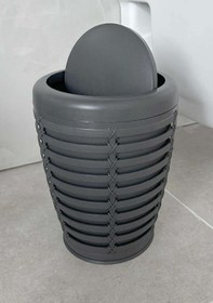 Resim Prima Nova Primanova Palm Döner Kapaklı Çöp Kovası 7.5 Lt Banyo Mutfak Ofis Antrasit Gri 