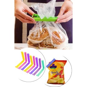 Resim Megaw 8'li Poşet Kapatıcı Klips Ambalaj ve Torba Kapatma Aparatı Poşet Klipsi 