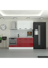 Resim 190 Cm Mutfak Dolabı Mdf Kapak Tezgah Dahil Yrkn190 101 Kırmızı 