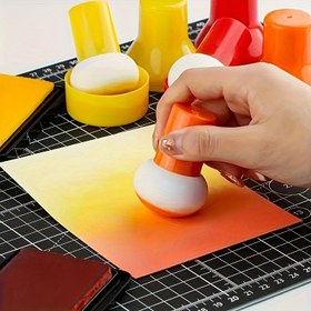 Resim Şablon Fırçası ve Sünger Pouncer - Islak & Kuru Kullanım için Karışık Renk Mürekkep Dabber, El Sanatları, Scrapbooking, Kart Yapımı & Karışık Medya Sanatı - Kabak Sap Tasarımı 