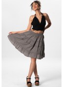 Resim Benan Beli Lastikli Kısa Yazlık Müslin Etek Gri Gri-gri Gri 