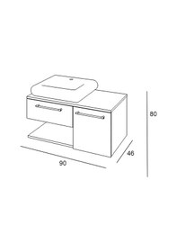 Resim Turkuaz Seramik Duru Etajerli Lavabo 50 x 40 CM.Denko Piramit 90 Alt Modül 