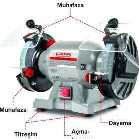 Resim Crown Bakır Sargılı Taş Motoru 170 Watt CT13545 | Profesyonel Taşlama Motoru 170 W Bileme Makinesi 125mm 