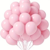 Resim 12.7 cm, 50 adet Açık Pembe Lateks Parti Balonları Halloween, Noel, Şükran Günü, Doğum Günü, Mezuniyet, Gelin Cinsiyet Açıklama Pembe Prenses Parti Süslemeleri ile Pembe Kurdele 