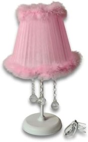 Resim TEKAY AYDINLATMA Pembe Tüylü Taşlı Yatak Odası Abajur Beyaz Metal Ayaklı pembe 