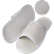 Resim FASHION 10 Çift Spa Terliği Önü Açık Kaymaz Tabanlı Biyeli Beyaz Otel Terliği Tek Kullanımlık Kullan At 